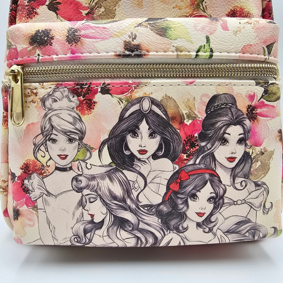 Loungefly Disney Princess Floral Sketch Pink Mini Backpack Bag New main image 6